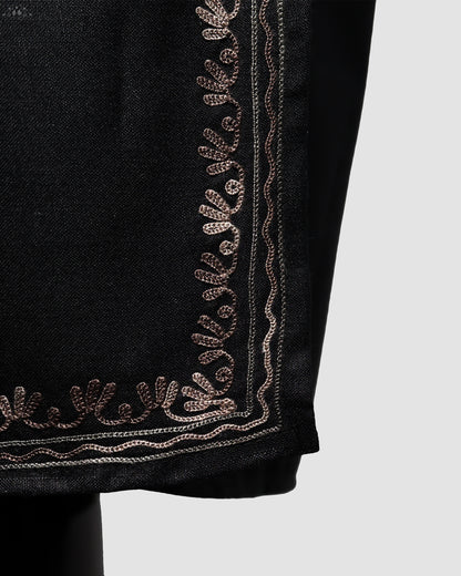 Smoky Black Ruby Cotton Kurti with Aari Embroidery