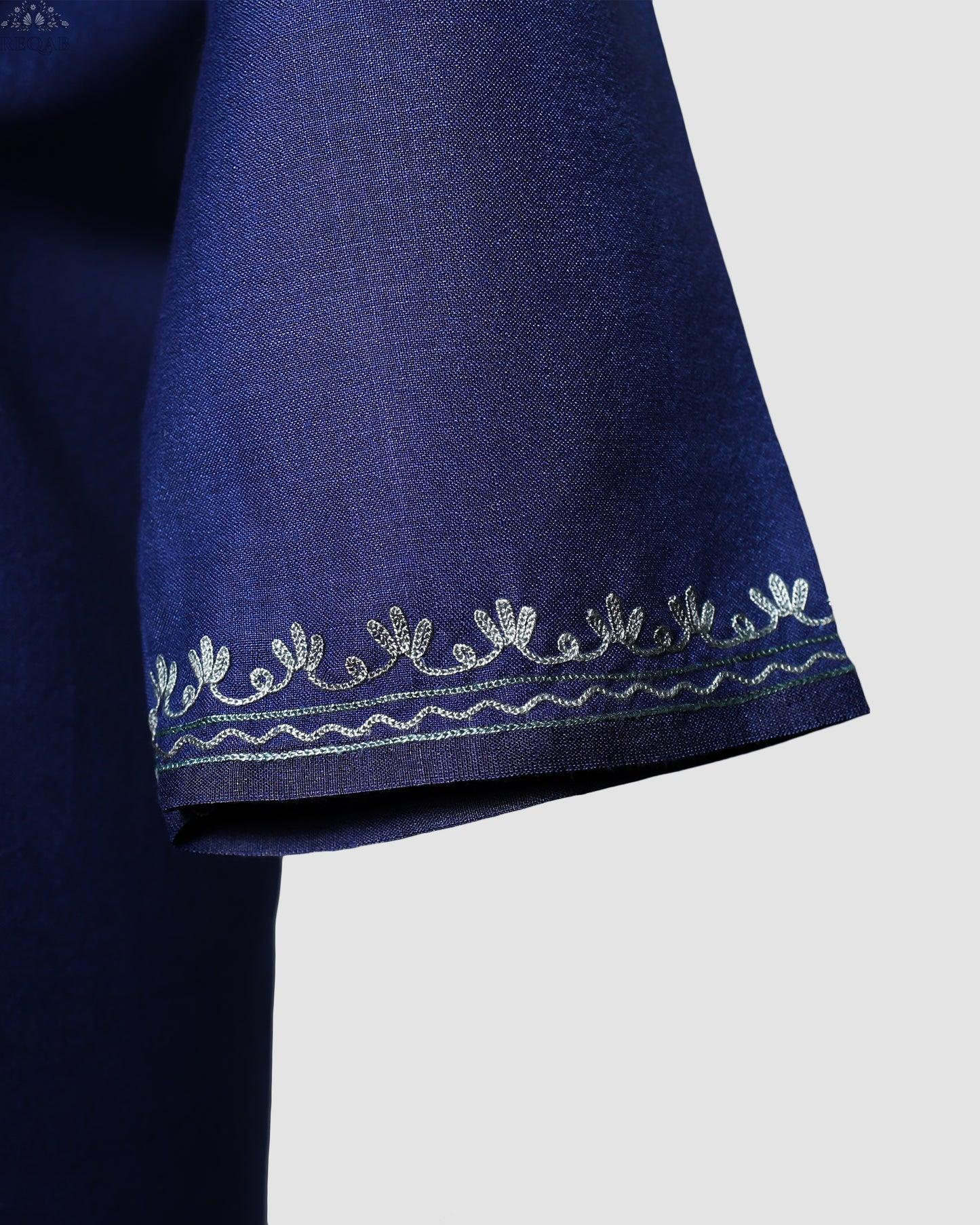 Indigo Blue Ruby Cotton Co-ord Set with Aari Embroidery