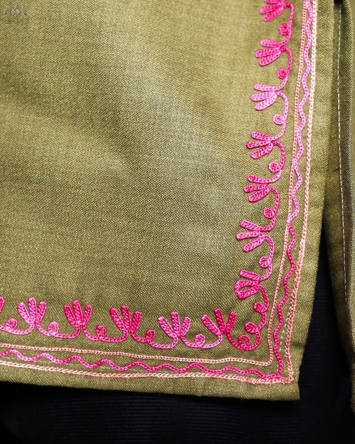 Metallic Sunburst Ruby Cotton Top with Aari Embroidery