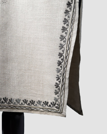 Half Spanish White Ruby Cotton Kurti with Aari Embroidery